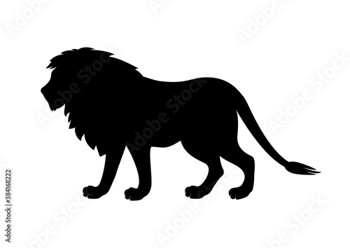 Male lion black silhouette icon vector. Lion icon isolated on a white background. Walking lion icon vector