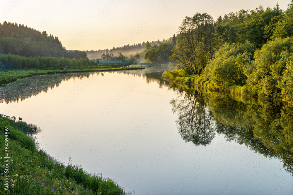 Evening smoke over the river Evening smoke over the river