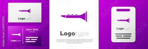 Logotype Clarinet icon isolated on white background. Musical instrument. Logo design template element. Vector.