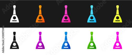 Set Musical instrument balalaika icon isolated on black and white background. Vector.