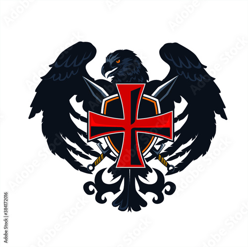 eagle templar logo medal in vector