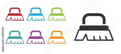 Black Brush for cleaning icon isolated on white background. Set icons colorful. Vector.