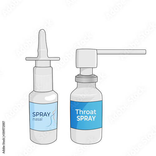 Nasal and throat sprays stock vector illustration.