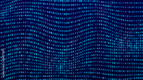 Digital background. Big data. Hacker concept. Abstract matrix. Computer generated many numbers. 3D rendering