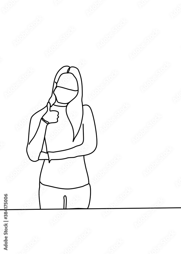 continuous line drawing, wear gloves to prevent germs continuous line drawing, wear gloves to prevent germs