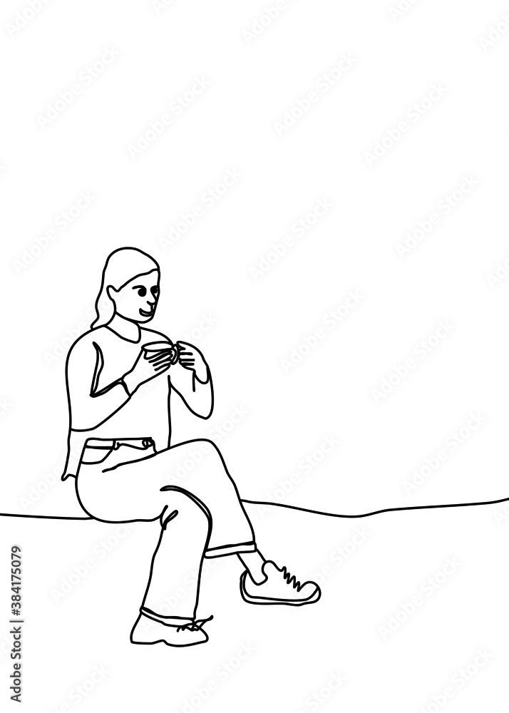 Drawings one line, young modeling poses Drawings one line, young modeling poses