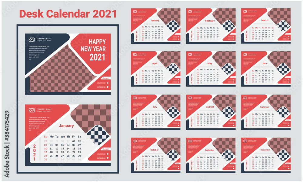 One page calendar 2021 design vector template. Annual report, magazine and vector illustration, one page calendar presentation, easy to use and edit. One page calendar 2021 design vector template. Annual report, magazine and vector illustration, one page calendar presentation, easy to use and edit.
