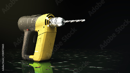 modern portable impact drill black background for presentation of the object 3d render
