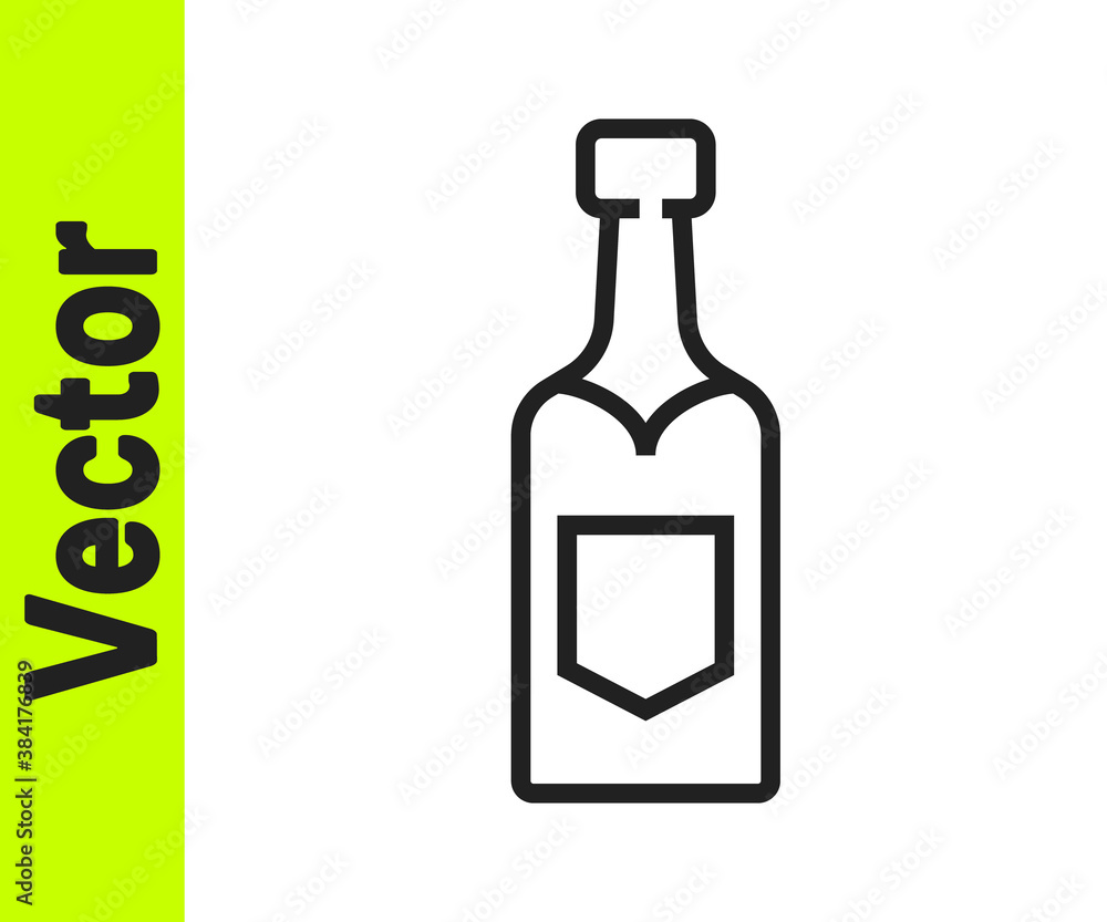 Black line Champagne bottle icon isolated on white background. Vector. Black line Champagne bottle icon isolated on white background. Vector.