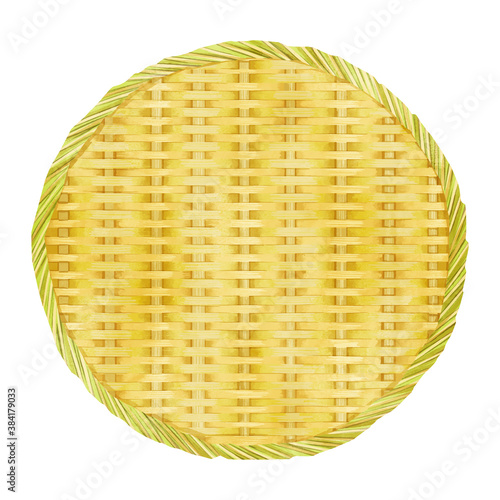 竹ざるの水彩風手描きイラスト