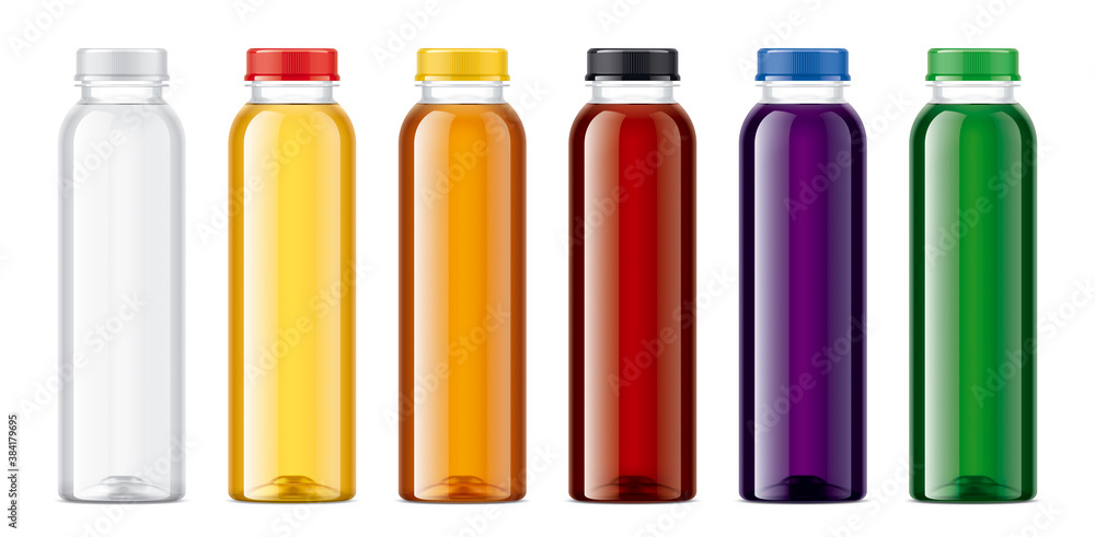 Set of Plastic Bottles with transparent drinks. Set of Plastic Bottles with transparent drinks.