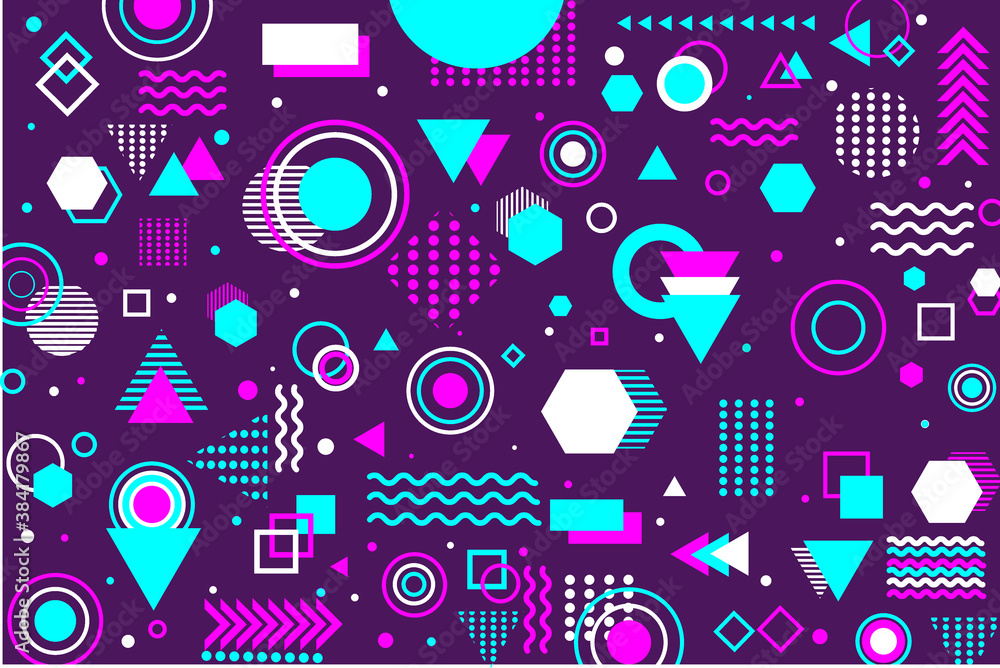 Flat Geometric Shape Backgrounds with Gray and blue Neon Flat Geometric Shape Backgrounds with Gray and blue Neon