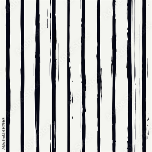 Brush strokes seamless pattern. Freehand vertical stripes print. Ink lines background. Grunge simple geometric design © funkyplayer