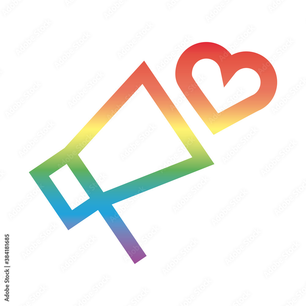 megaphone with heart love degradient style icon megaphone with heart love degradient style icon