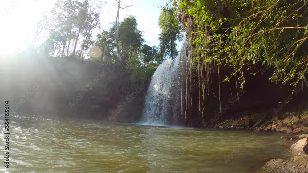 beautiful scenic view of a waterfall in Cambodia.
very relaxing shot beautiful scenic view of a waterfall in Cambodia.
very relaxing shot