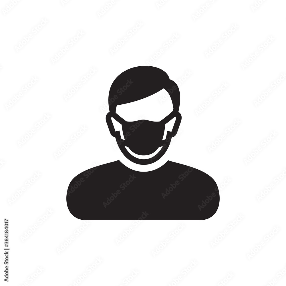 Man use mask flat icon design vector