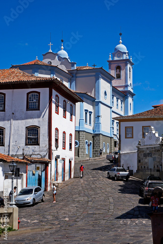 Typical street of Diamantina  historical city in Brazil 