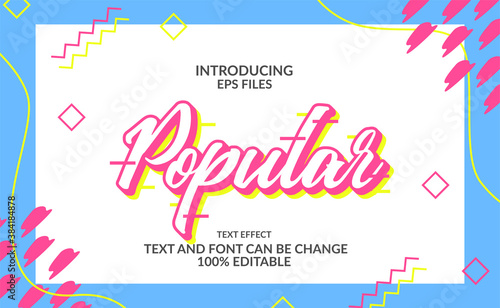 pop color and trendy script editable text and font effect with memphis background for school or girls