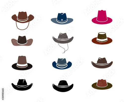 Collection of cowboy hat vector illustration