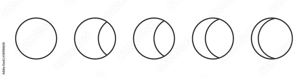 Moon icons set in different shapes. Moon, month and crescent. Vector illustration
Moon icons set in different shapes. Moon, month and crescent. Vector illustration