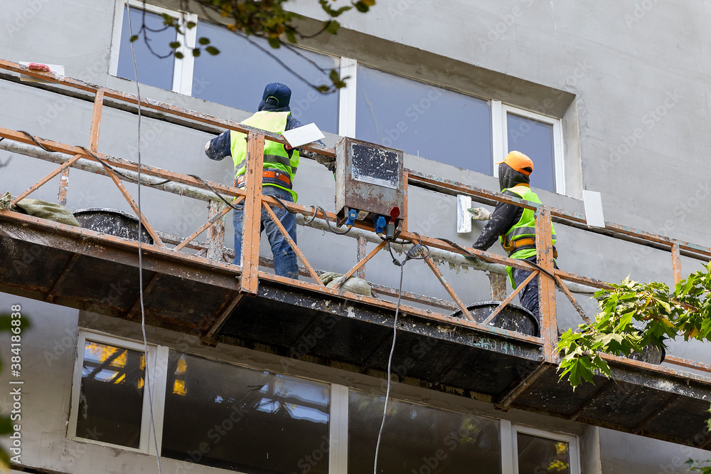 Major repairs repair of the facade of a residential building Major repairs repair of the facade of a residential building