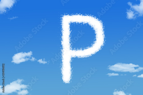 Letter P cloud shape on blue sky