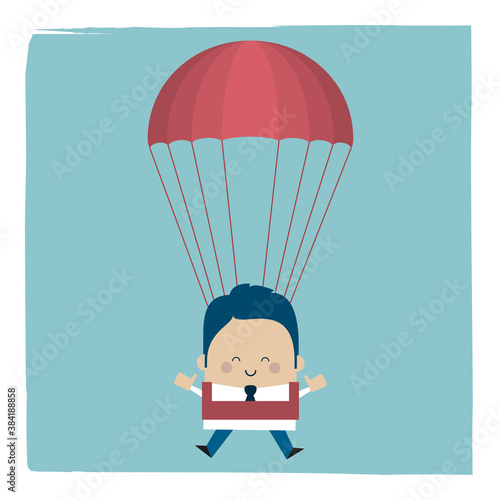 skydiver businessman - Kawaii cartoon character business illustration
