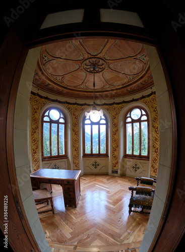 SEPT 2020 - interior view of the Savoia Castle - Gressoney-Saint-Jean  Valle d Aosta region  Italy