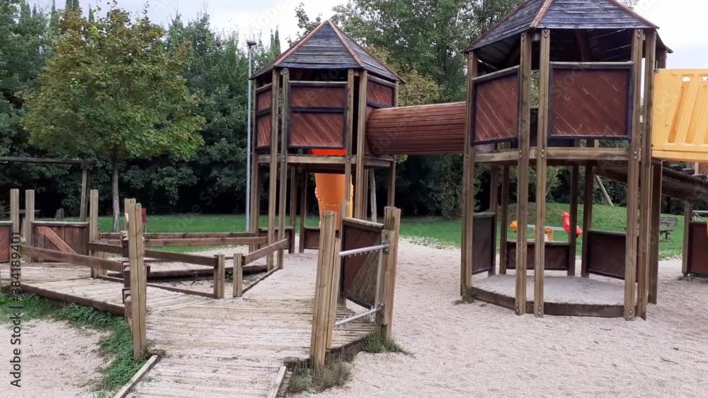 Outdoor children playground park empty during covid lockdown Outdoor children playground park empty during covid lockdown