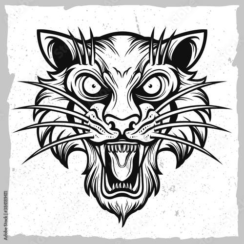 stock vector tiger black and white object illustration