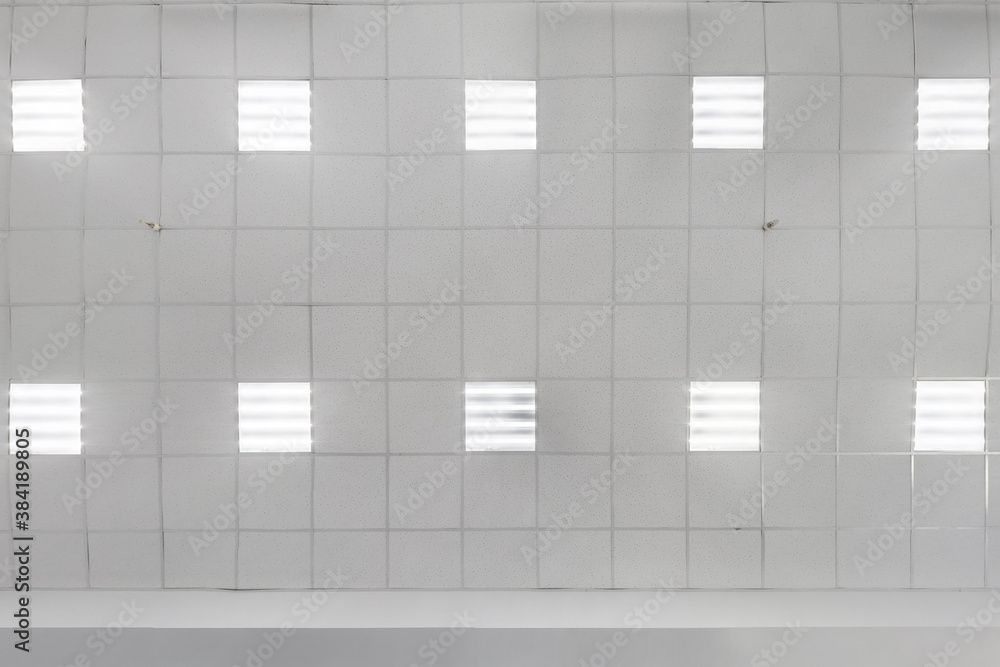 cassette suspended ceiling with square halogen spots lamps and