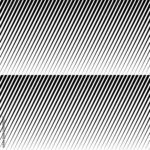 Black diagonal sharp lines abstract background. Seamless surface pattern design with linear ornament. Stripes motif. Image with slanted rays. Striped digital paper. Hatched illustration. Optical art.