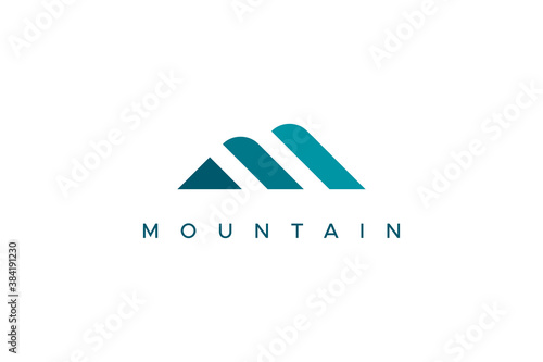 Abstract Mountain Logo. Blue Geometric Shape Initial Letter M isolated on White Background. Usable for Business and Branding Logos. Flat Vector Logo Design Template Element.