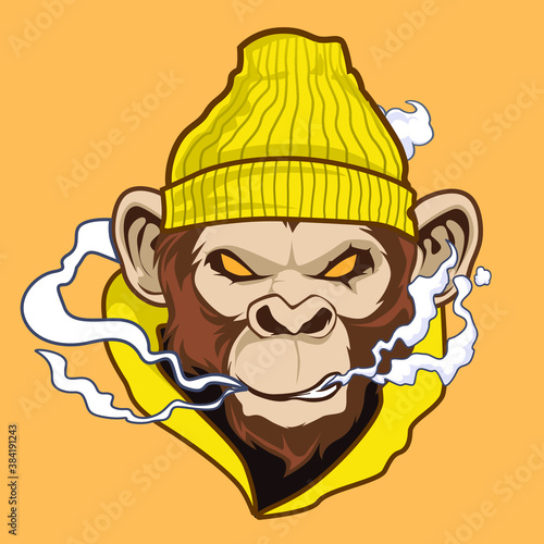 monkey vapor mascot cartoon in vector