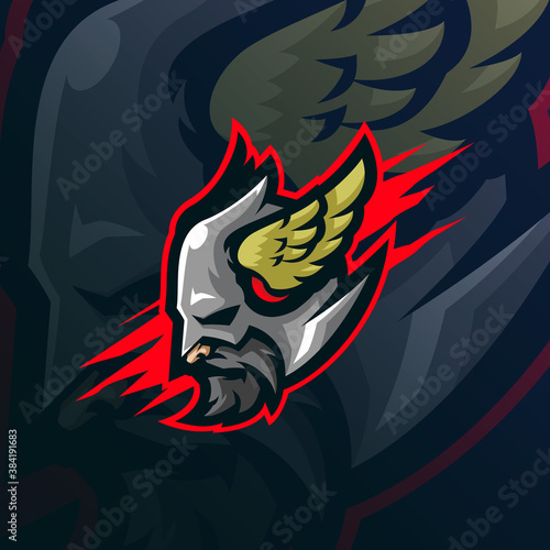 heroes mascot logo design vector with modern illustration concept style for badge, emblem and tshirt printing. heroes head illustration for sport team.