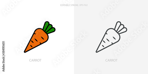 Carrot icon for your website, logo, app, UI, product print. Carrot concept flat Silhouette vector illustration icon. Editable stroke icons set