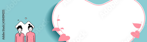 young couple character with blank space for insert text, vector illustration for graphic design