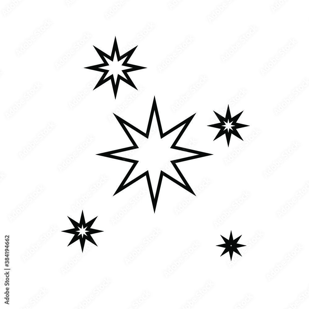 Fototapeta premium Black and white star icon with a different flat star style, vector illustration. eps 10