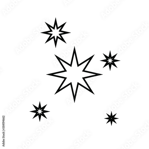 Black and white star icon with a different flat star style, vector illustration. eps 10