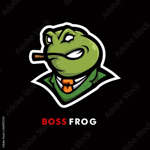 Frog cartoon mascot logo design illustration