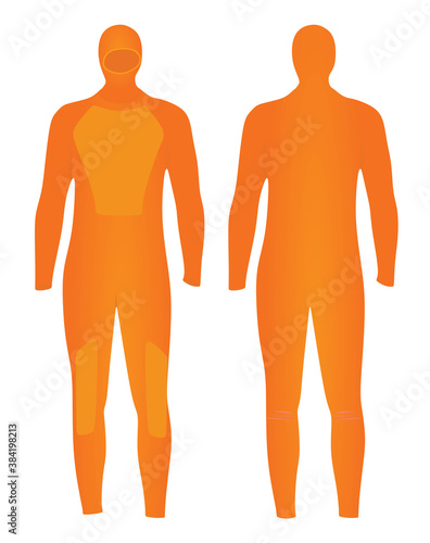 Orange diving wetsuit. vector illustration