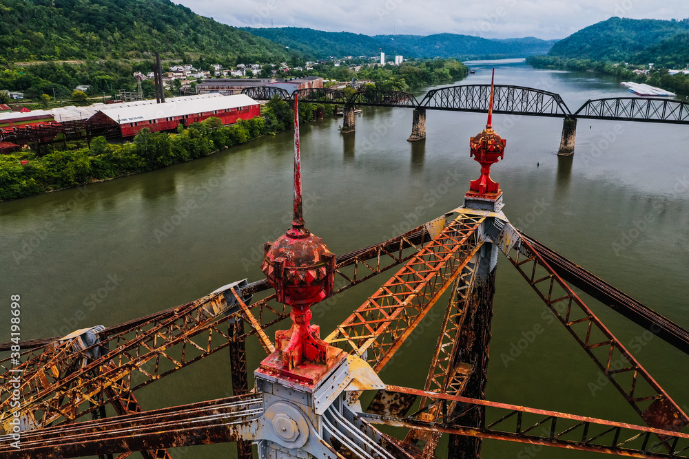 These are aerials showing the distinctive red spires atop the abandoned