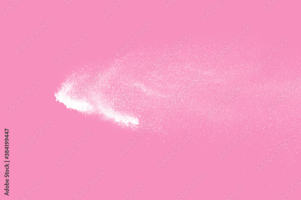 White powder explosion on pink background. Paint Holi. White powder explosion on pink background. Paint Holi.
