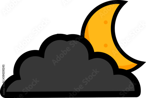 illustration vector graphic of moon covered by clouds, perfect for weather prediction design materials, etc.