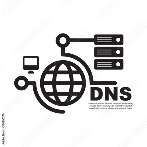 DNS icon isolated on white background vector illustration.
