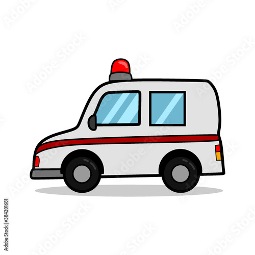 
illustration vector graphic of Cute ambulance with flat style