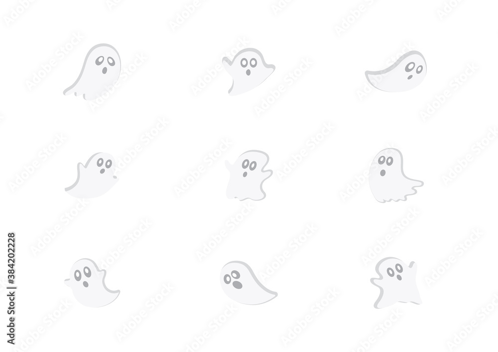 Set of the little friendly ghost vector for Halloween festival isolate on white background