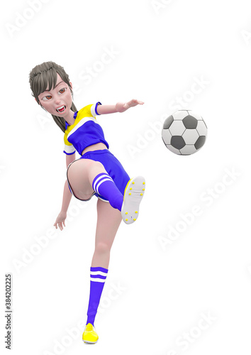 footballer girl is playing football