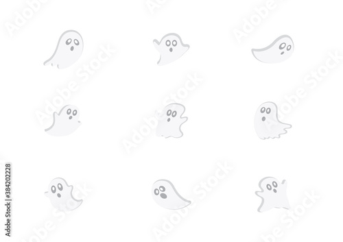 Set of the little friendly ghost vector for Halloween festival isolate on white background