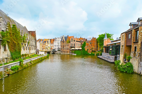 The banks of Leie river, Ghent, Belgium photo